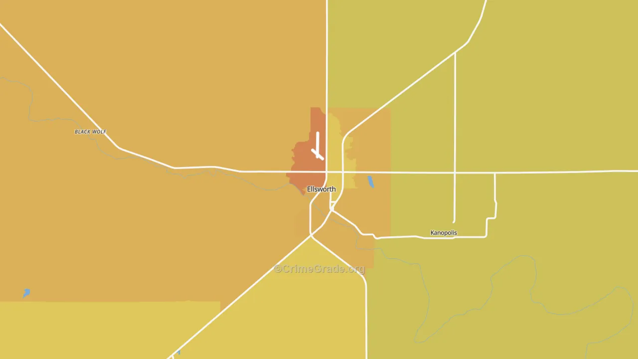 Ellsworth, KS Map of Assault Rates