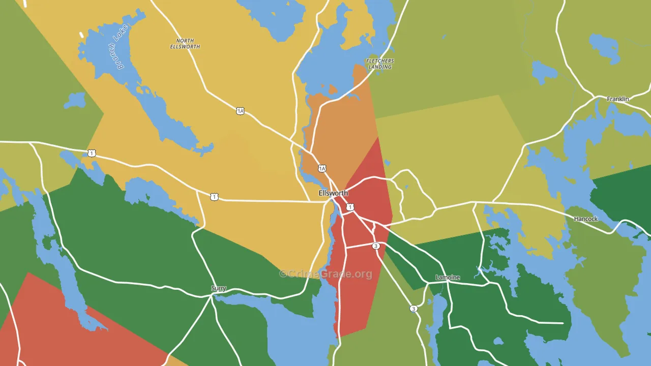 Ellsworth, ME Map of Assault Rates