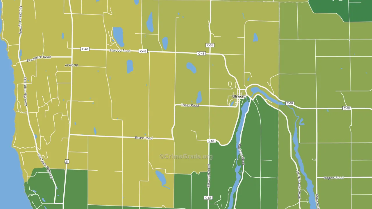 Ellsworth, MI Map of Assault Rates