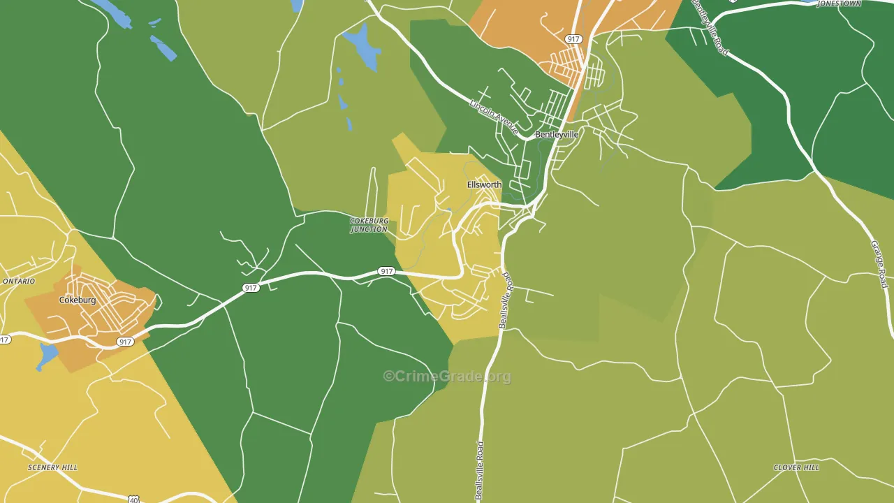 Ellsworth, PA Map of Assault Rates