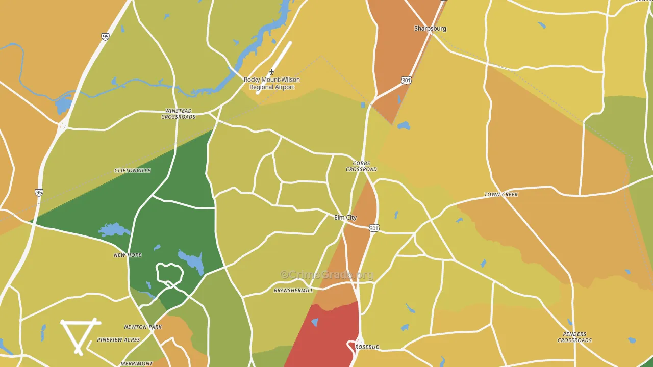 Elm City, NC Map of Assault Rates