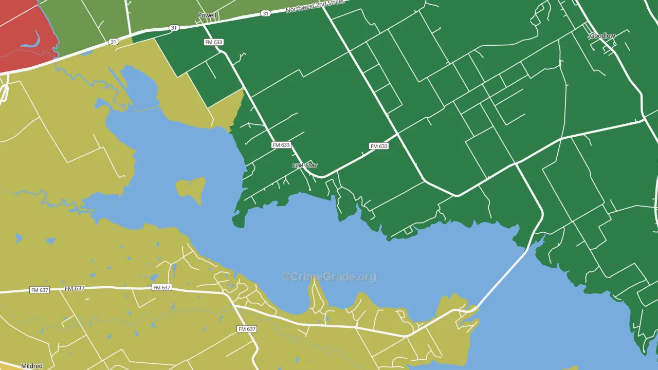 Elm Flat, TX Map of Assault Rates