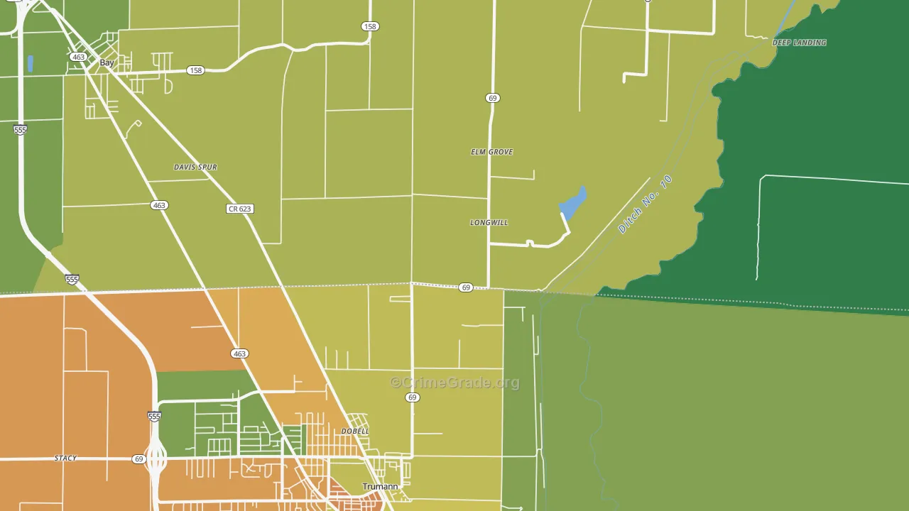 Elm Grove, AR Map of Assault Rates