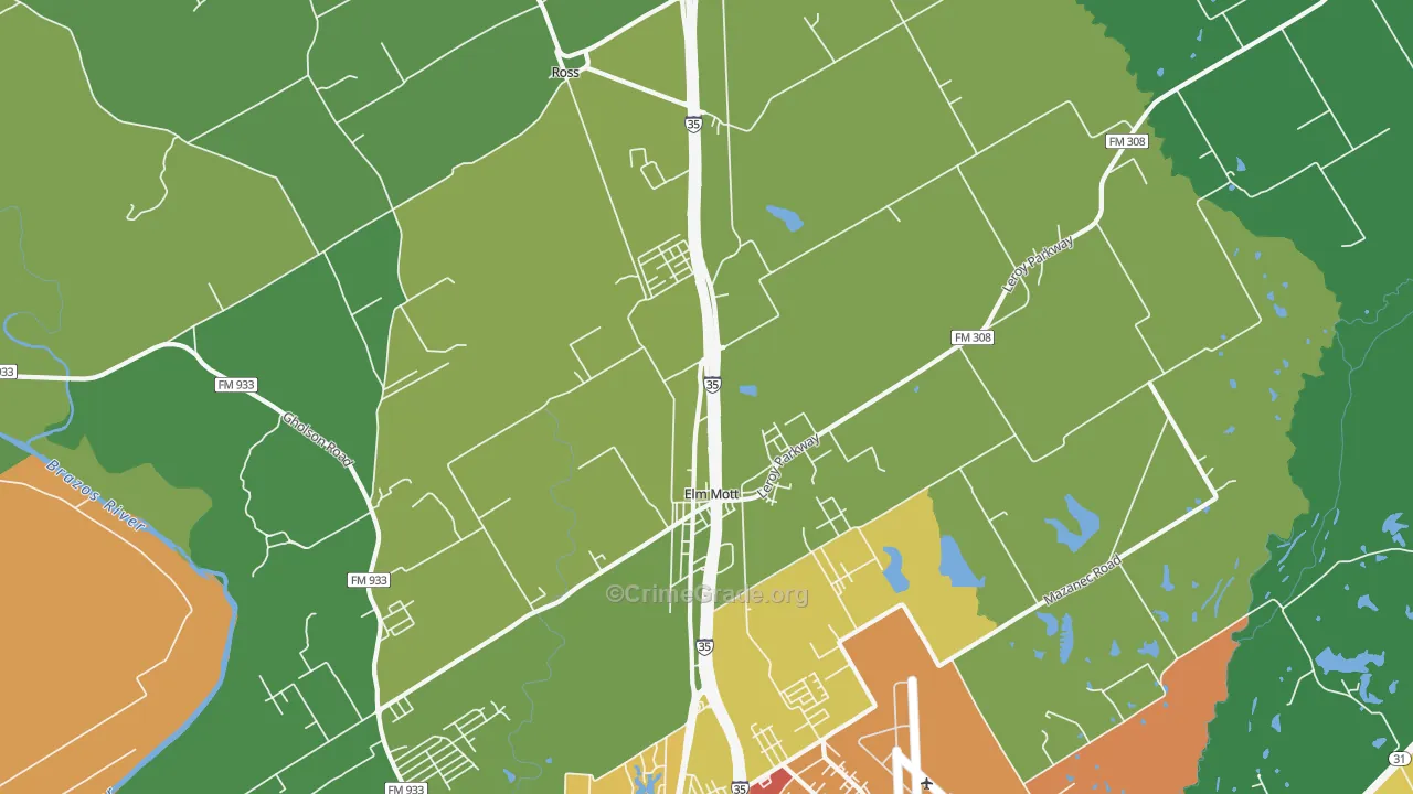 Elm Mott, TX Map of Assault Rates