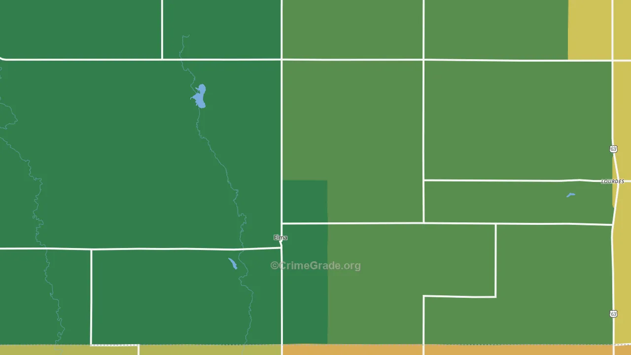 Elma, IA Map of Assault Rates