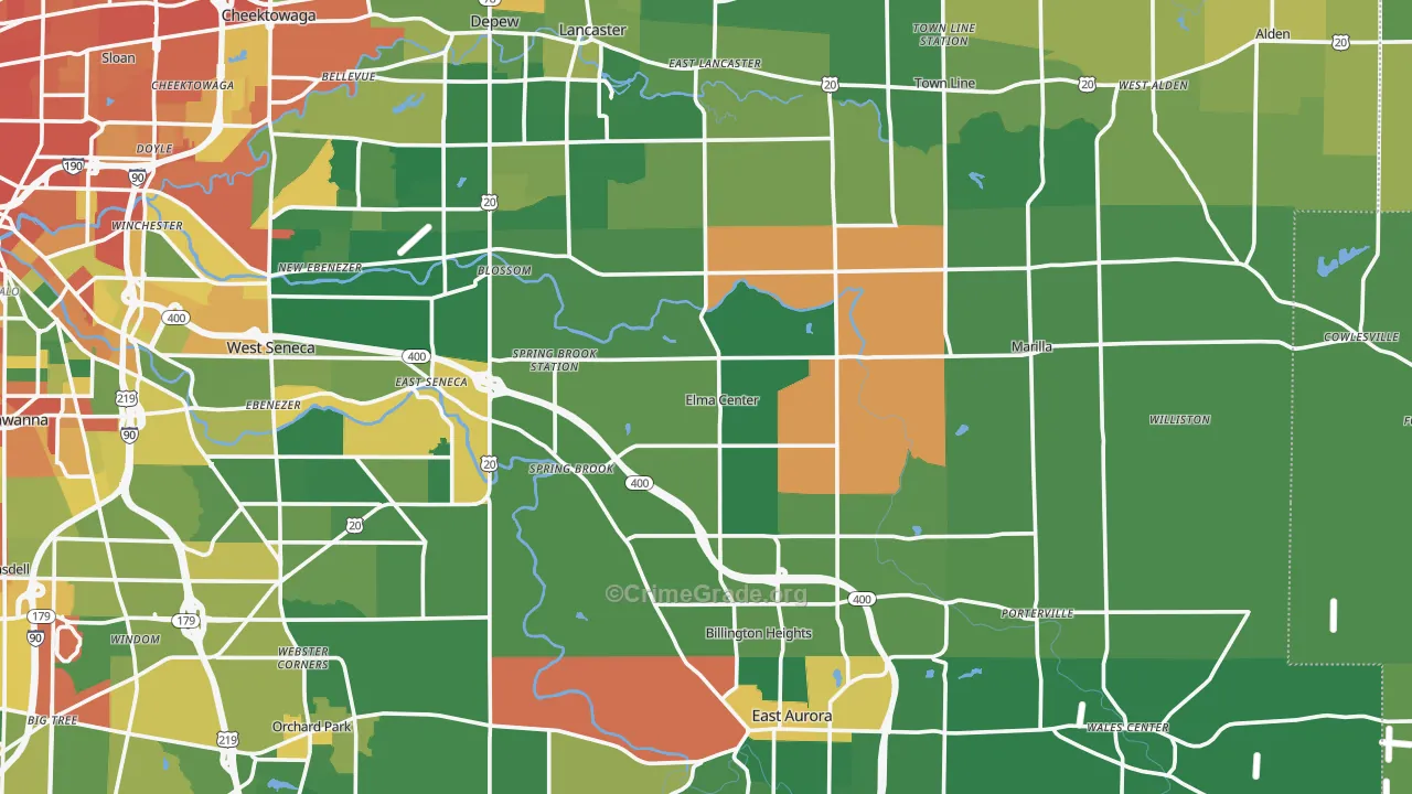 Elma, NY Map of Assault Rates