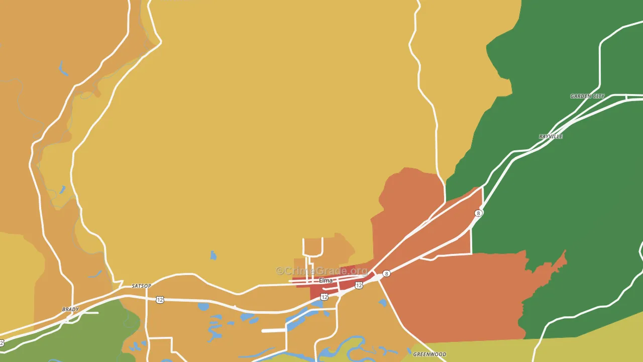 Elma, WA Map of Assault Rates