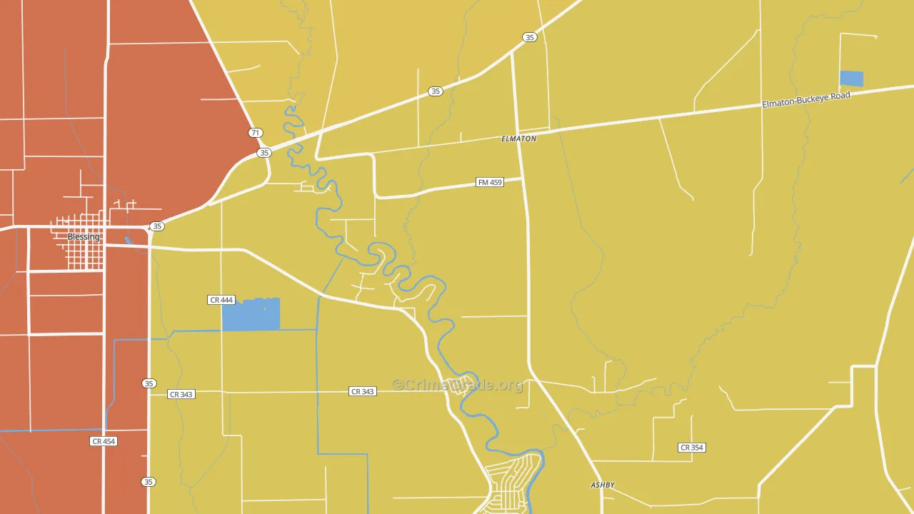 Elmaton, TX Map of Assault Rates