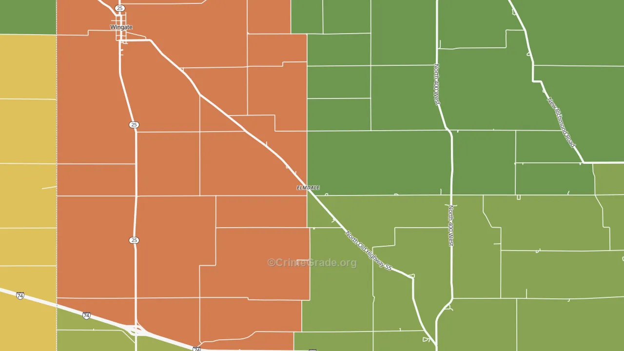 Elmdale, IN Map of Assault Rates