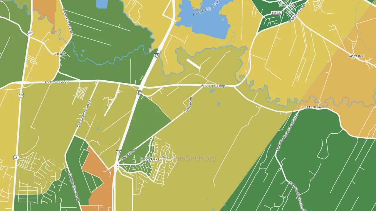Elmendorf, TX Map of Assault Rates