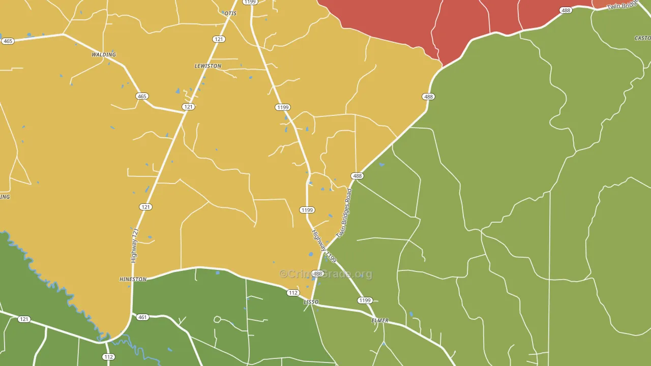 Elmer, LA Map of Assault Rates