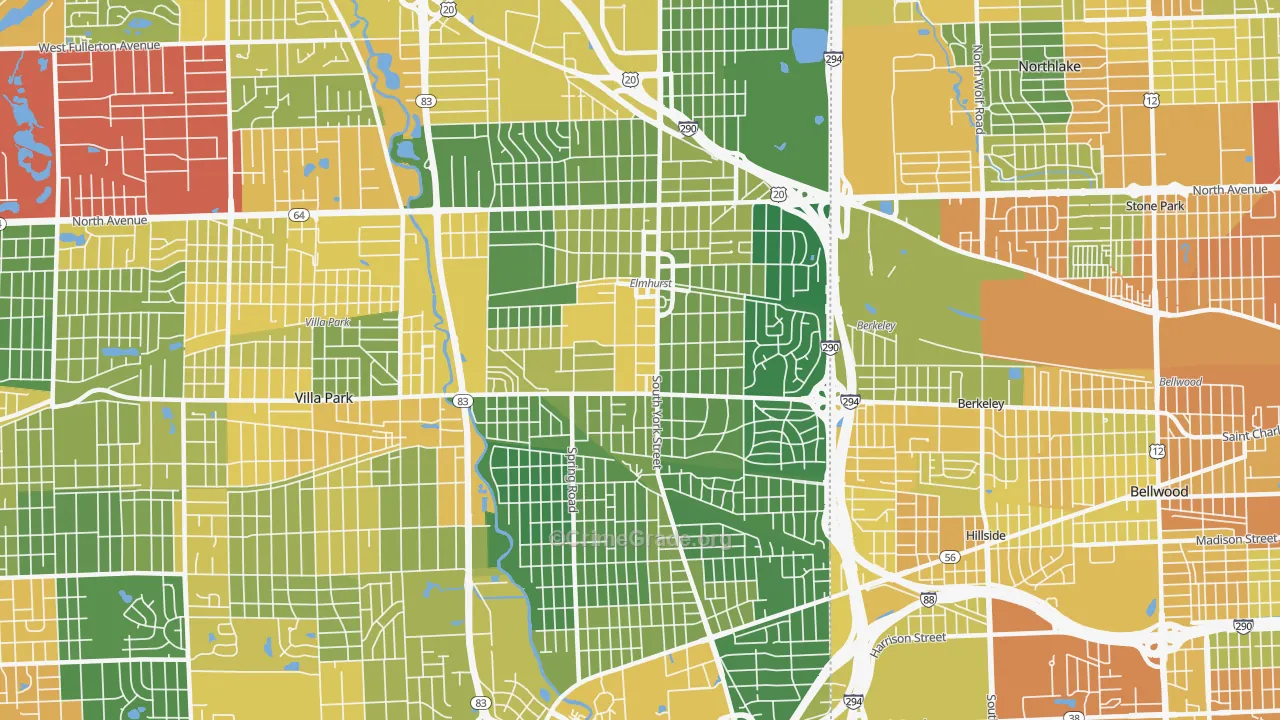 Elmhurst, IL Map of Assault Rates
