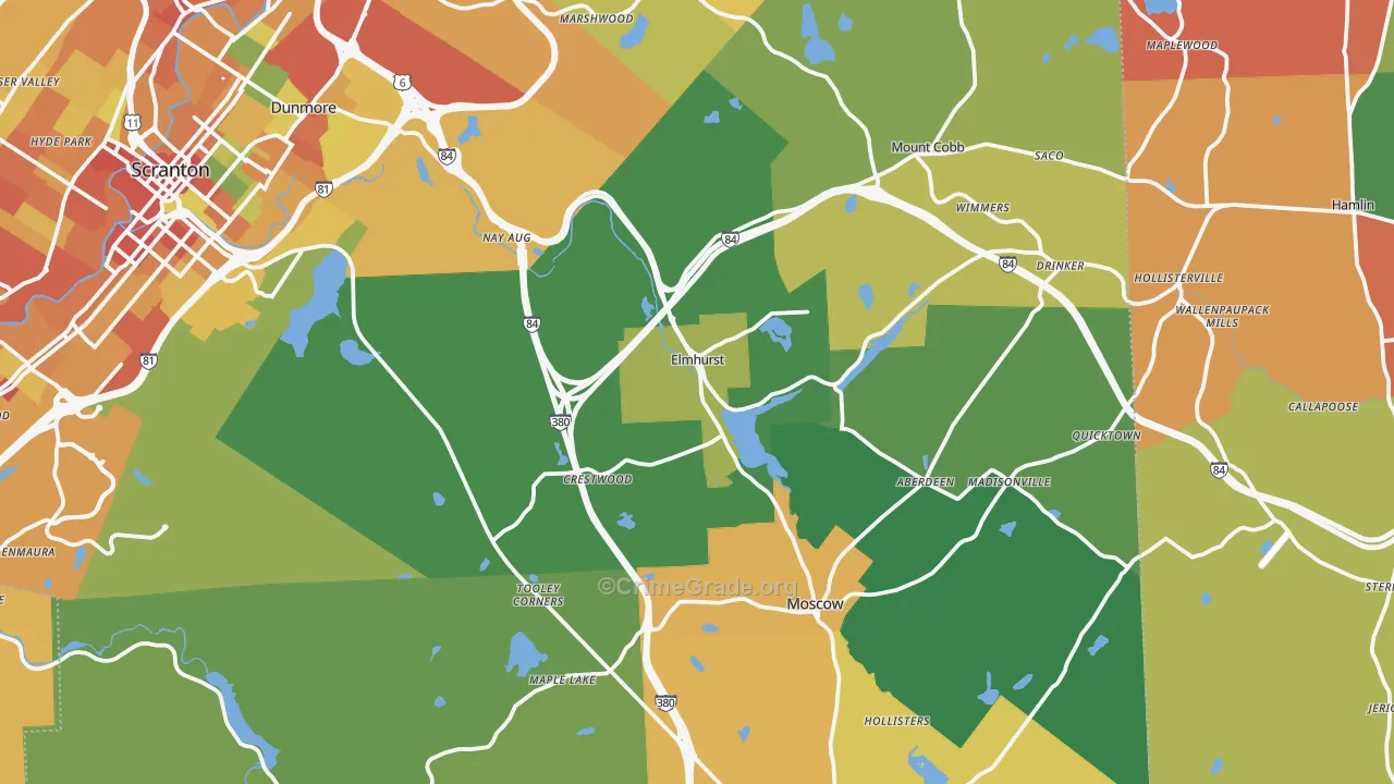 Elmhurst, PA Map of Assault Rates