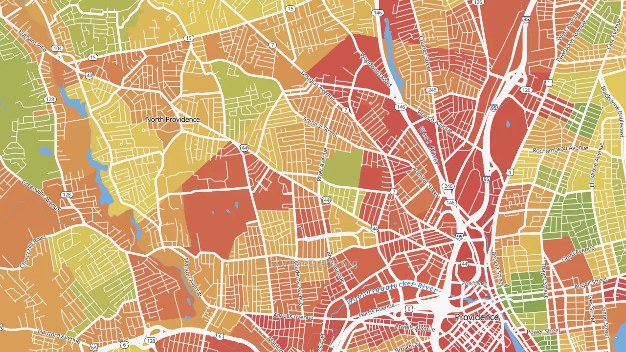 Elmhurst, Providence, RI Map of Assault Rates