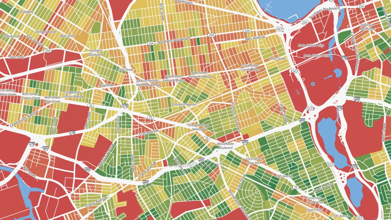 Elmhurst, Queens, NY Map of Assault Rates