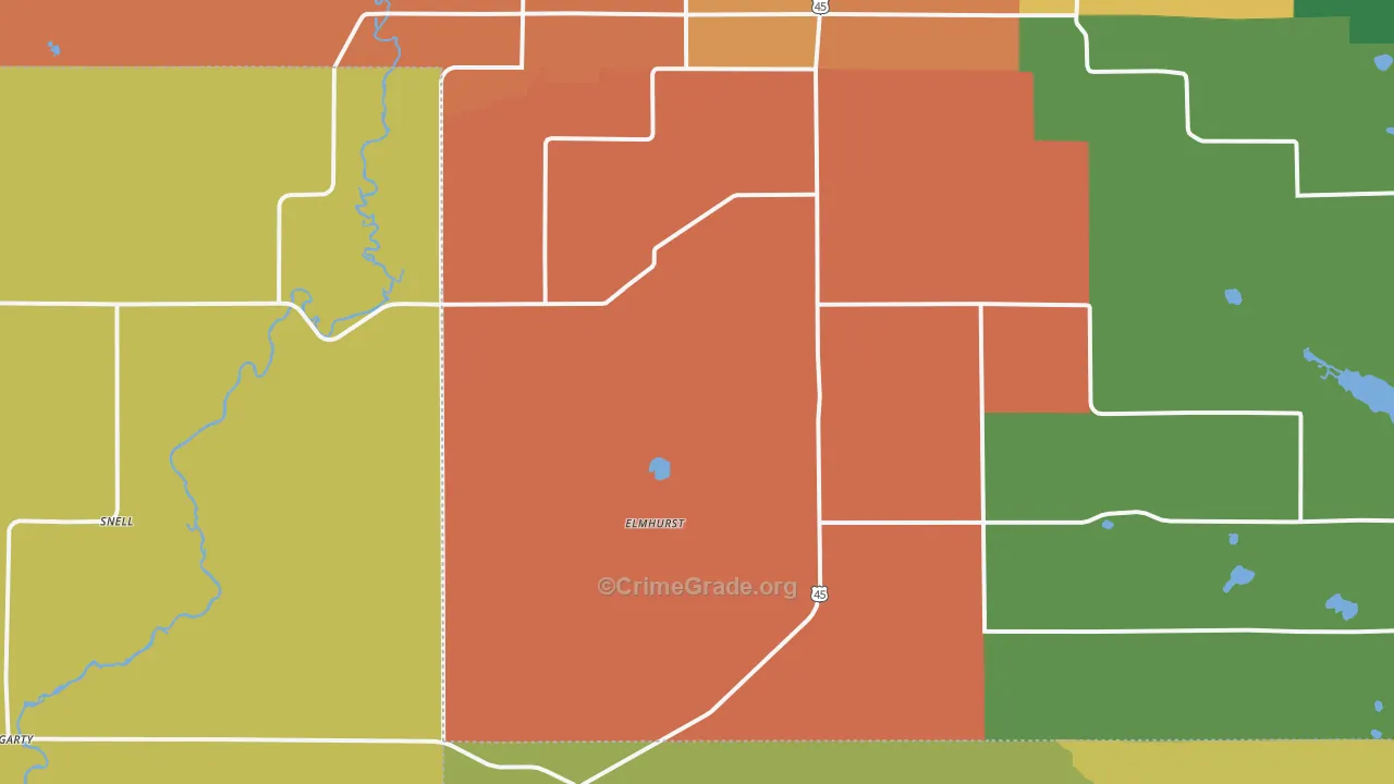 Elmhurst, WI Map of Assault Rates