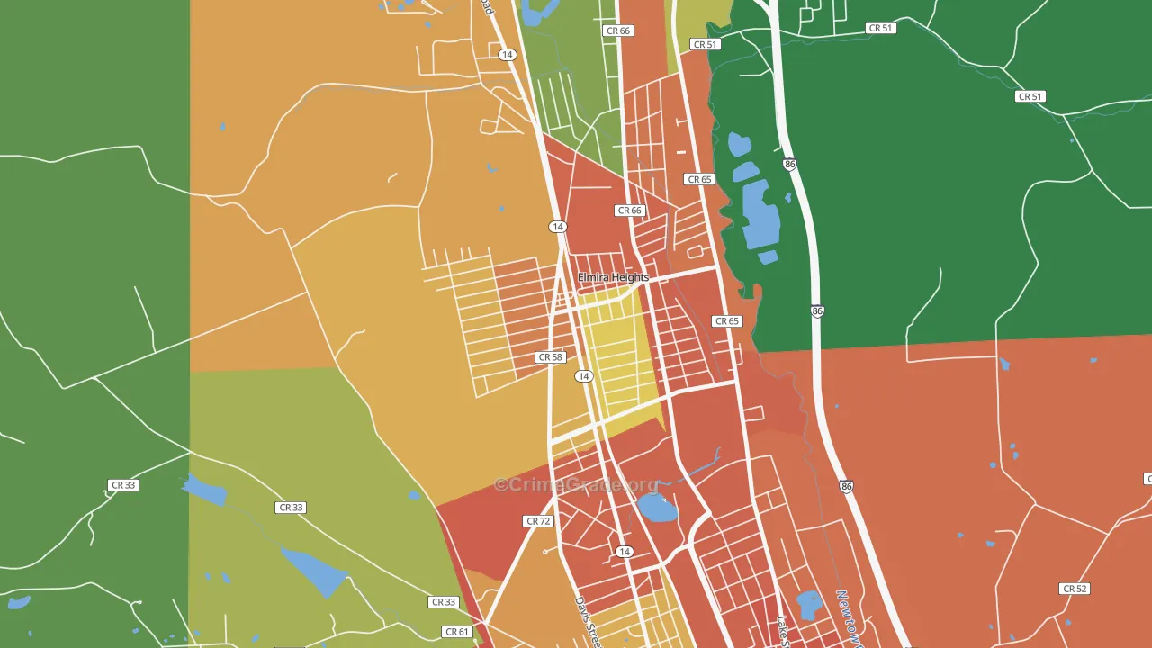Elmira Heights, NY Map of Assault Rates