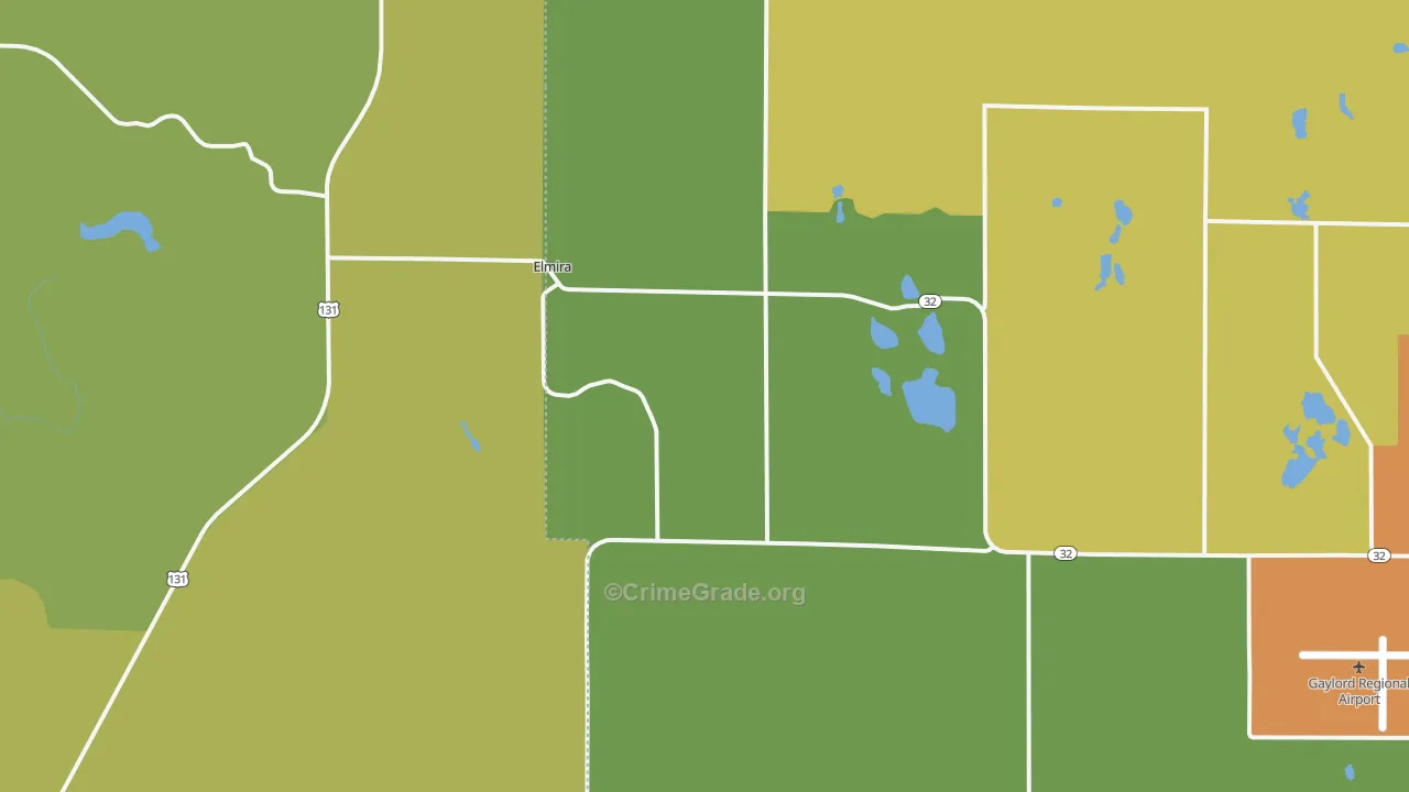 Elmira, MI Map of Assault Rates