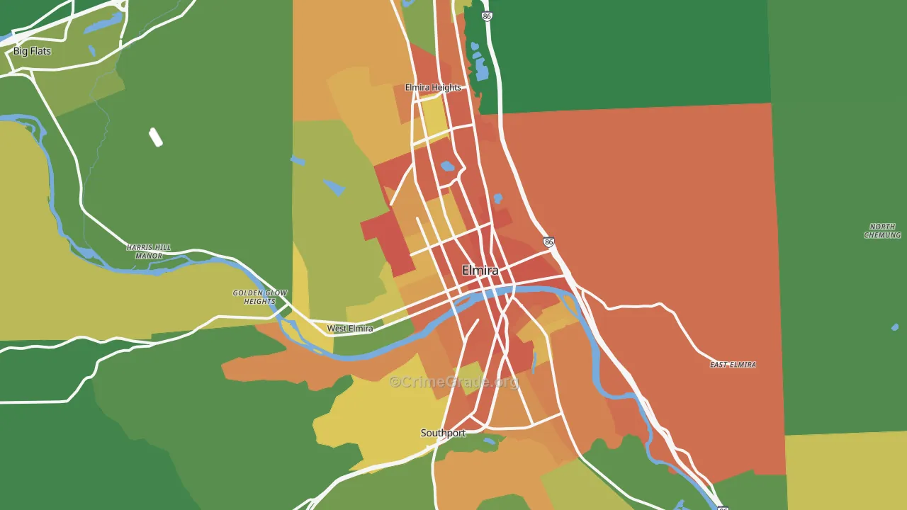 Elmira, NY Map of Assault Rates