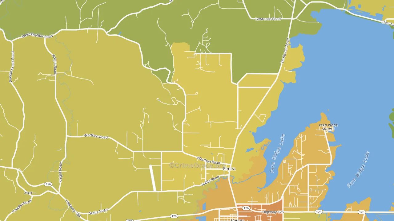 Elmira, OR Map of Assault Rates
