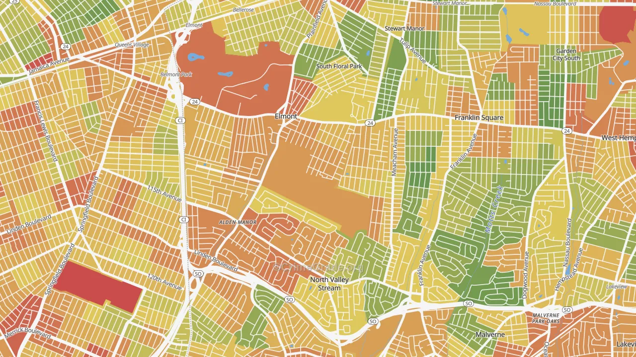 Elmont, NY Map of Assault Rates