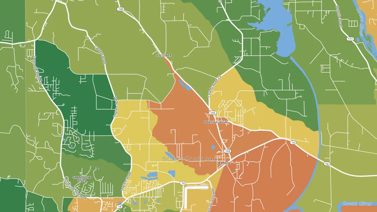 Elmore, AL Map of Assault Rates