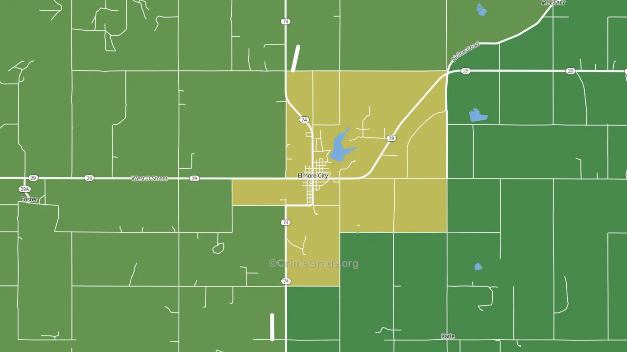 Elmore City, OK Map of Assault Rates