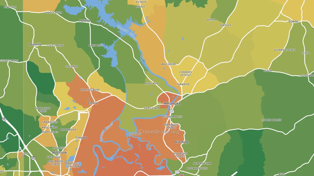 Elmore County, AL Map of Assault Rates