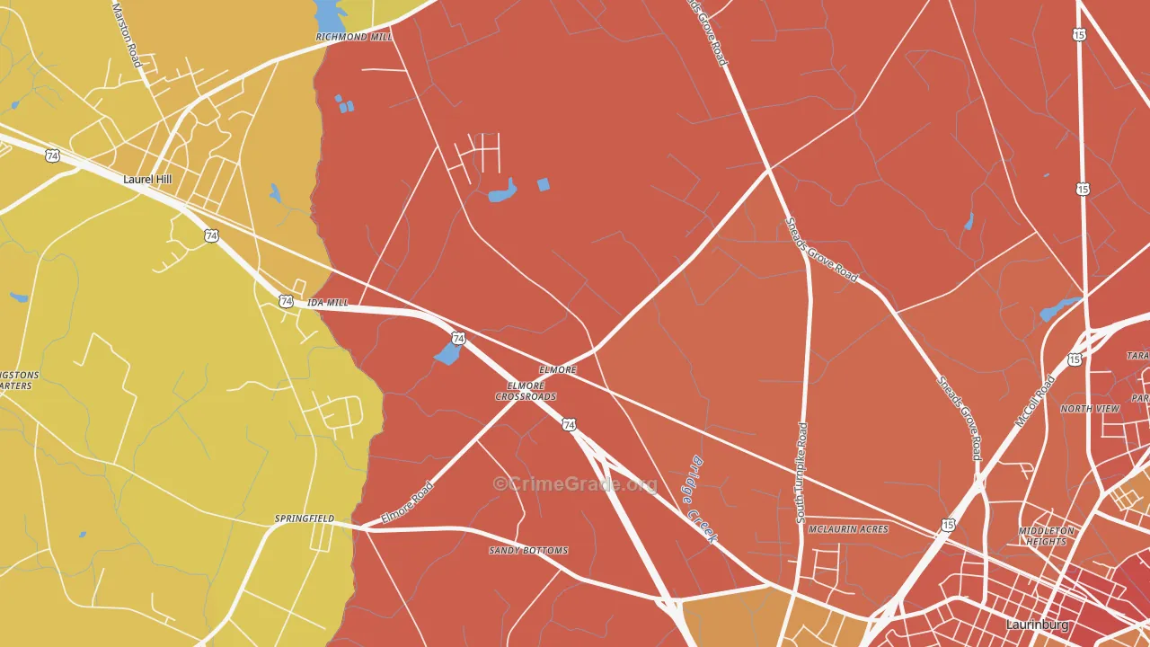 Elmore, NC Map of Assault Rates