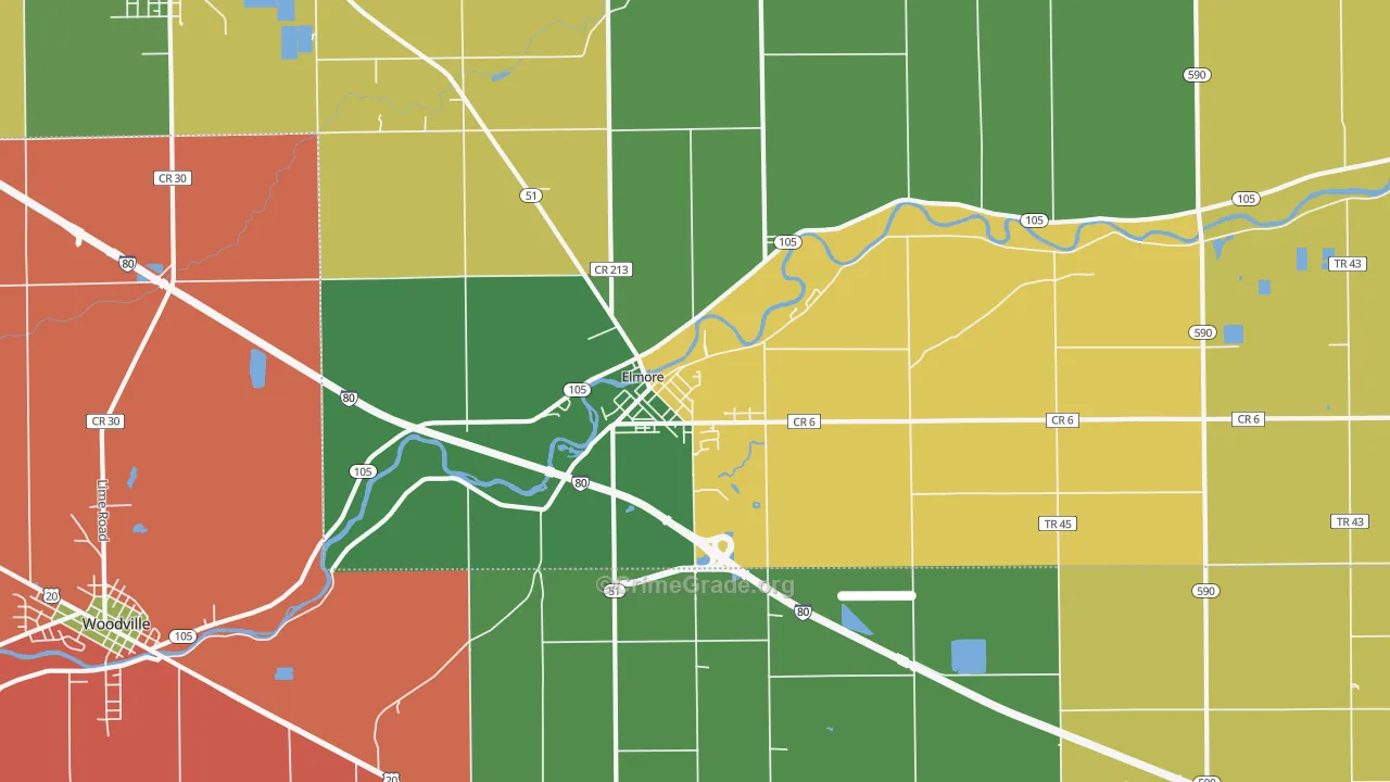 Elmore, OH Map of Assault Rates