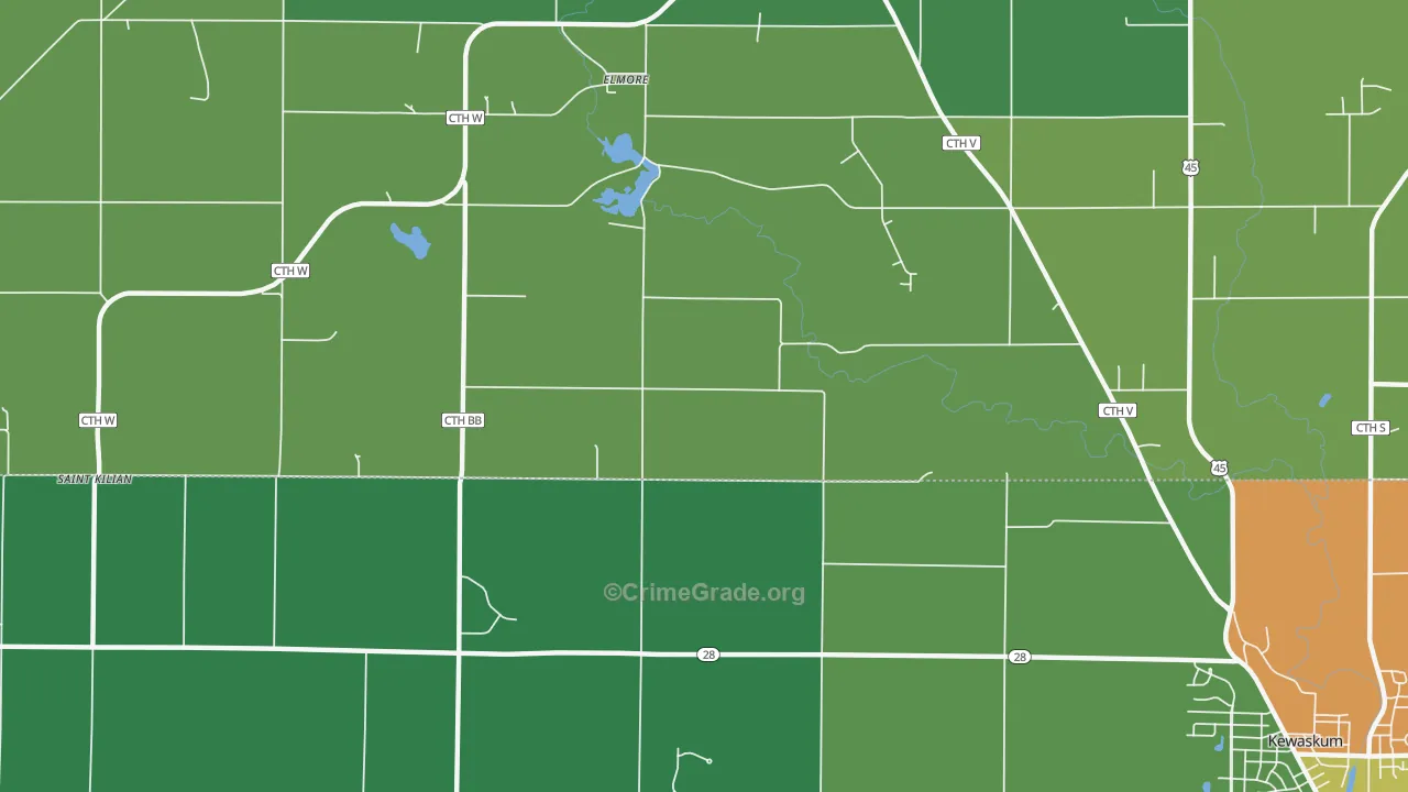 Elmore, WI Map of Assault Rates