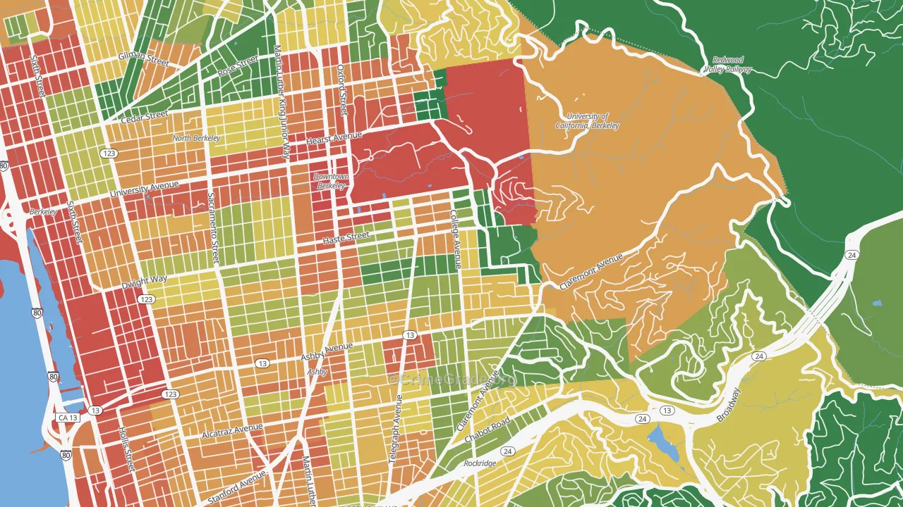 Elmwood, Berkeley, CA Map of Assault Rates