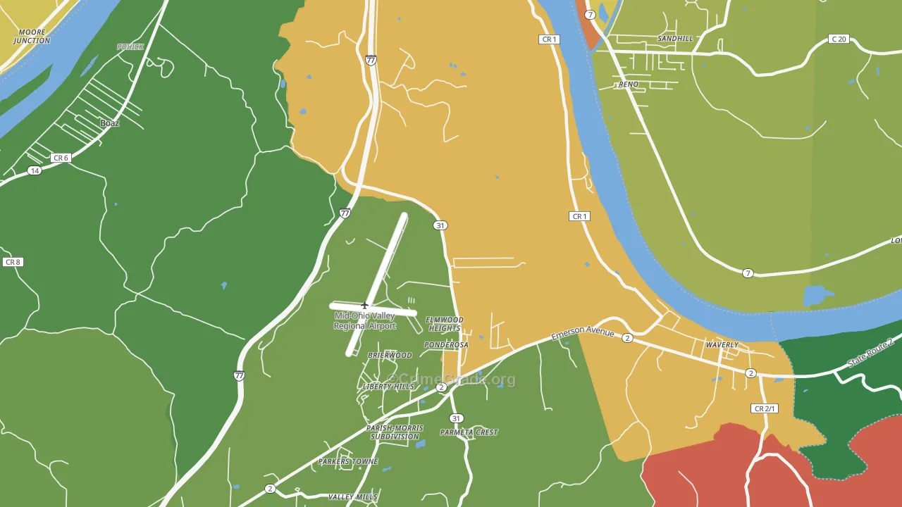 Elmwood Heights, WV Map of Assault Rates