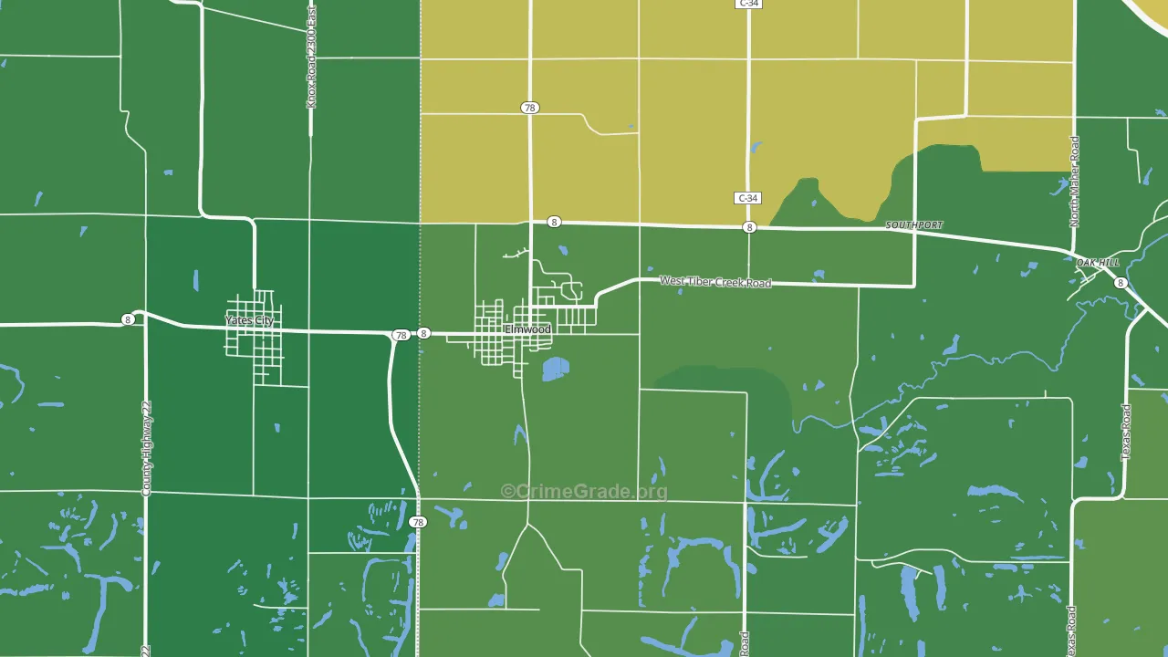 Elmwood, IL Map of Assault Rates