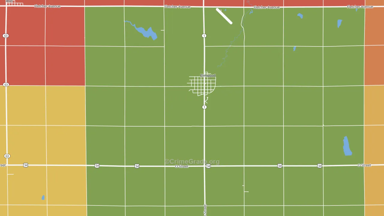 Elmwood, NE Map of Assault Rates