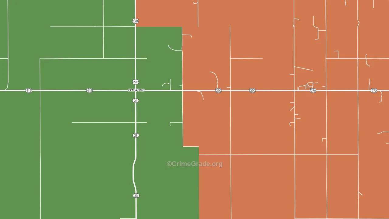 Elmwood, OK Map of Assault Rates