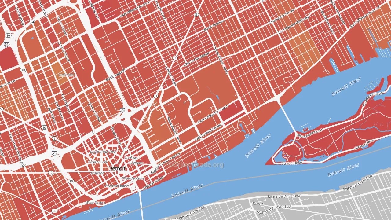 Elmwood Park, Detroit, MI Map of Assault Rates