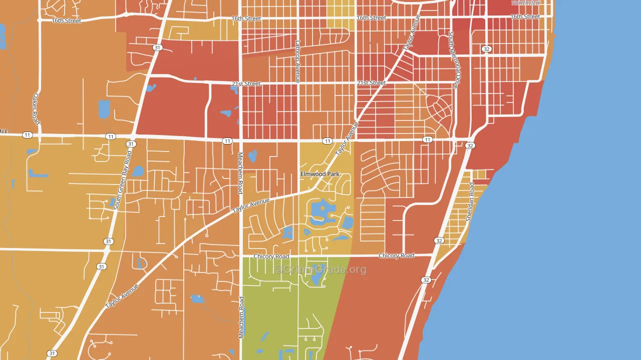 Elmwood Park, WI Map of Assault Rates