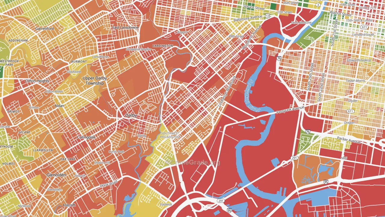 Elmwood, Philadelphia, PA Map of Assault Rates