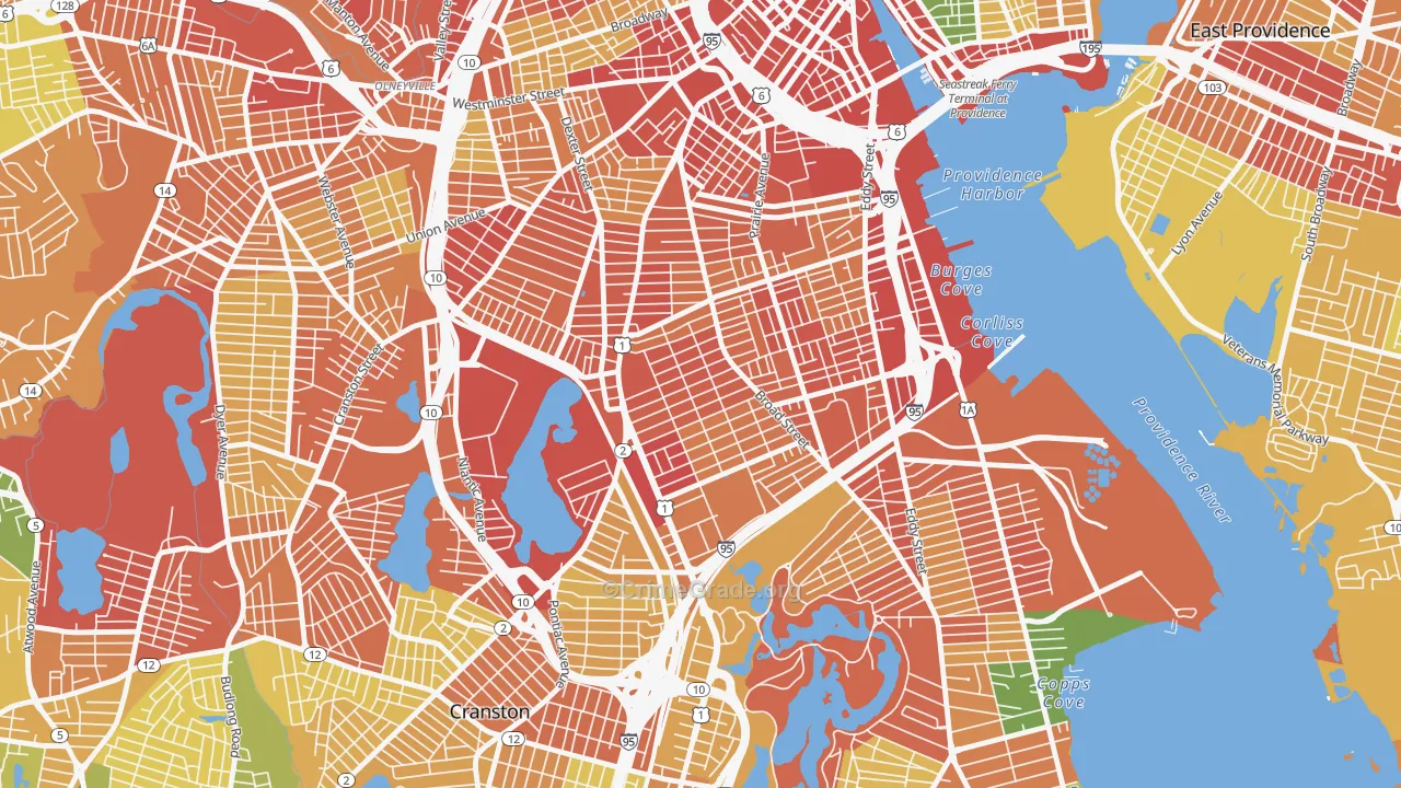 Elmwood, Providence, RI Map of Assault Rates