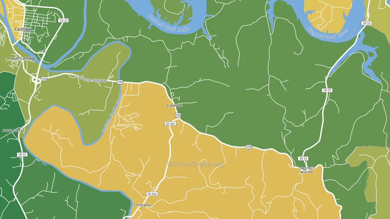 Elmwood, TN Map of Assault Rates
