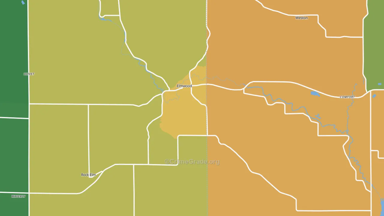 Elmwood, WI Map of Assault Rates