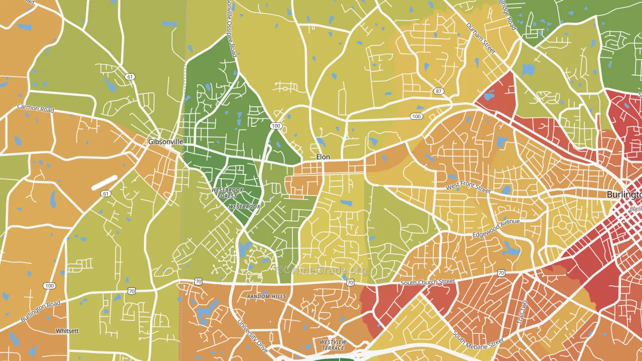 Elon, NC Map of Assault Rates