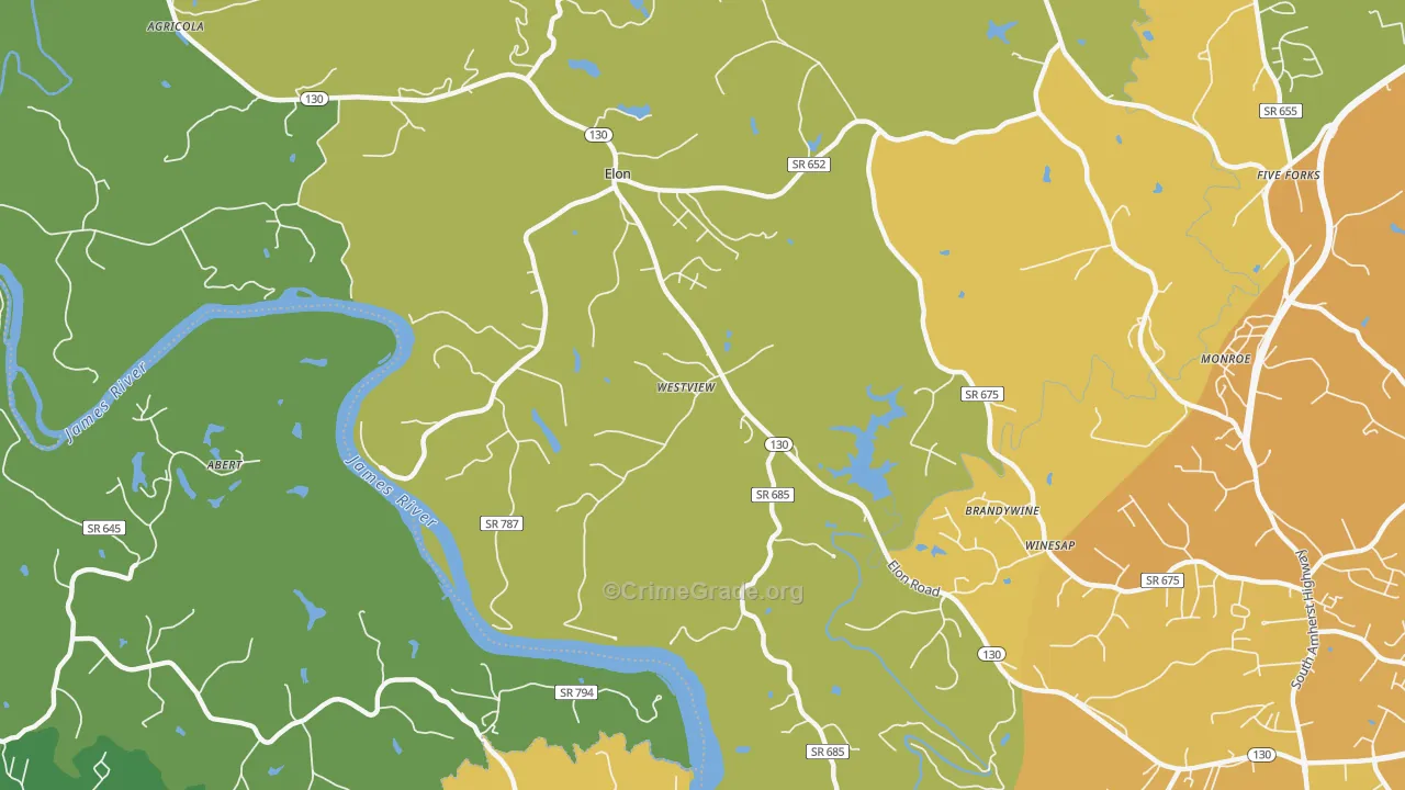 Elon, VA Map of Assault Rates