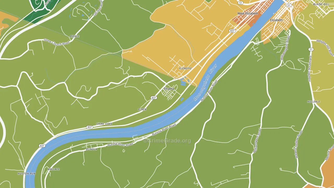 Elrama, PA Map of Assault Rates
