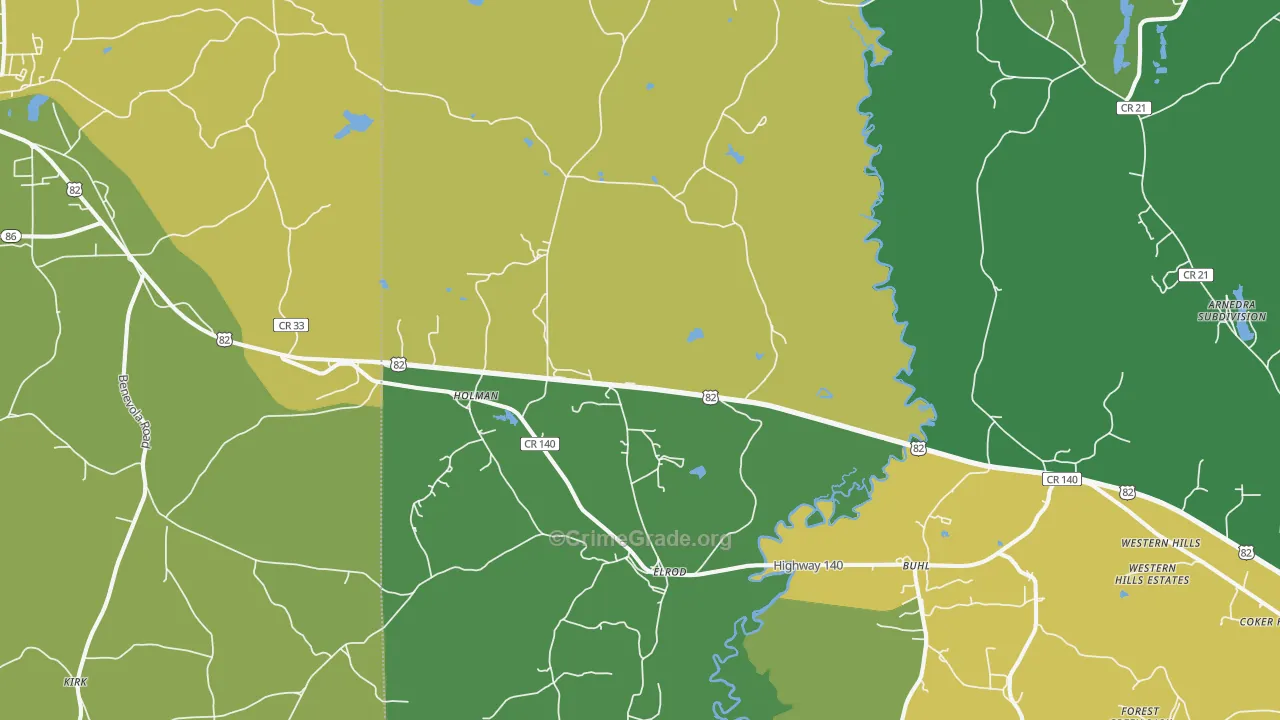 Elrod, AL Map of Assault Rates