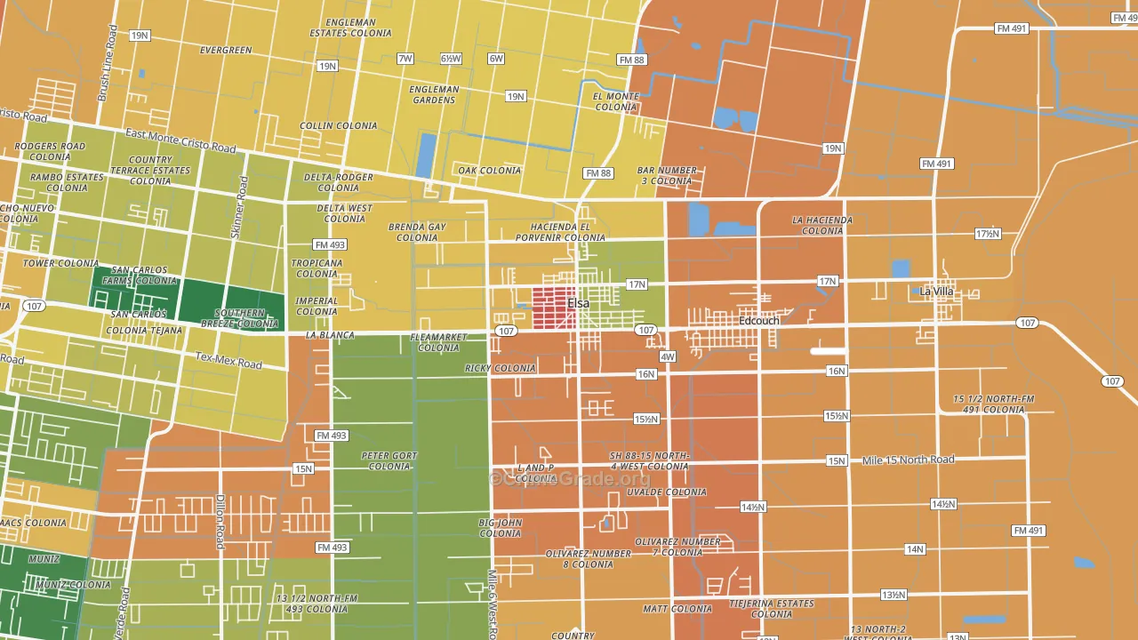 Elsa, TX Map of Assault Rates