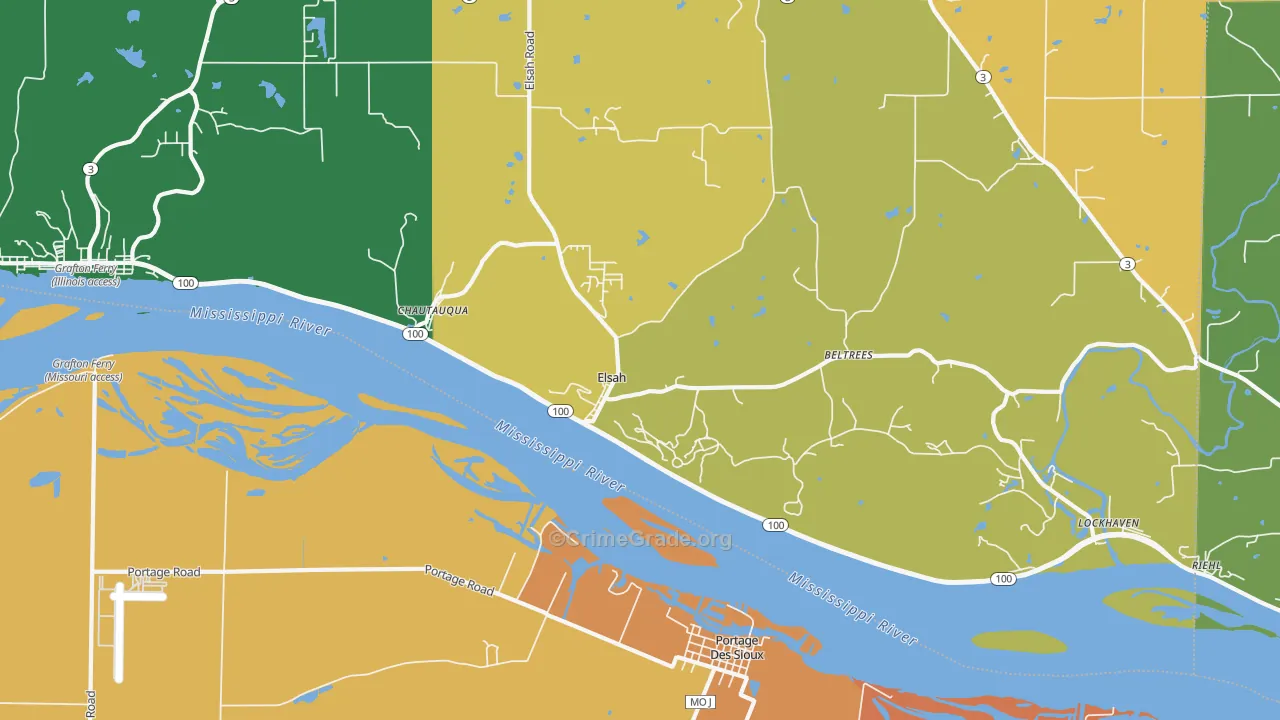 Elsah, IL Map of Assault Rates