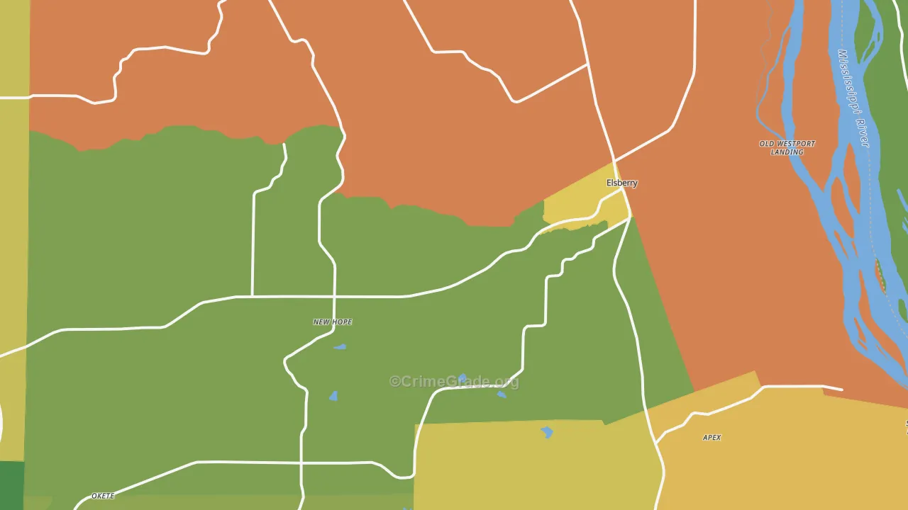 Elsberry, MO Map of Assault Rates