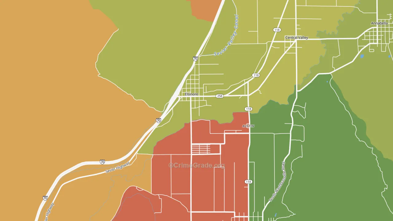 Elsinore, UT Map of Assault Rates